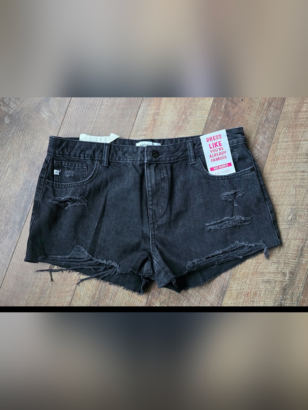 Tailor Vintage High Rise Black Distressed Denim Shorts Size 13